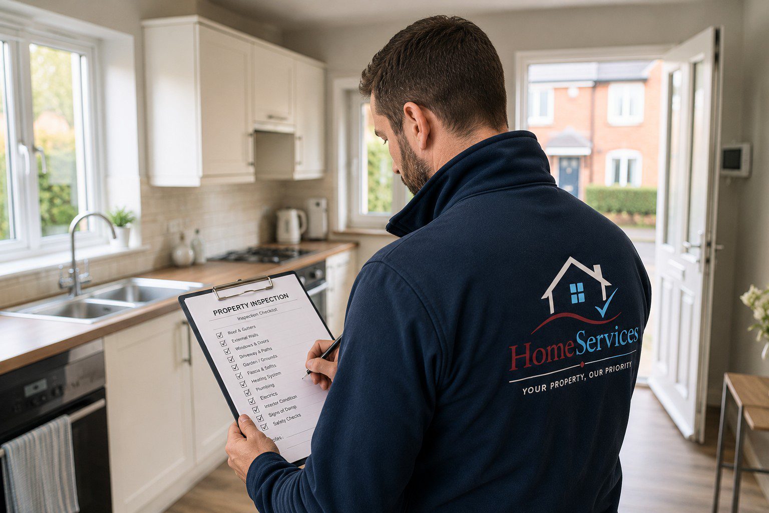 Technician holding property inspection checklist | HomeServices (Blog) (Property Inspections)